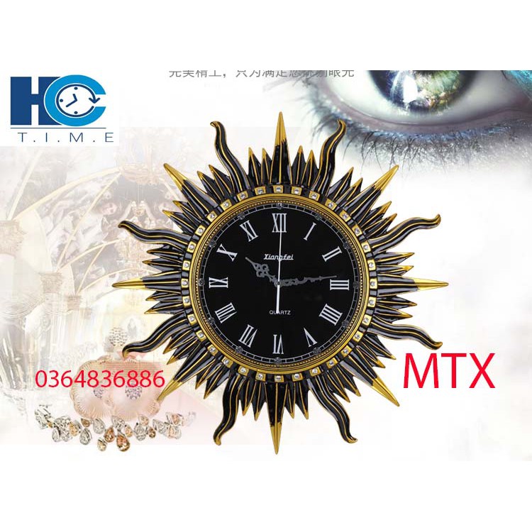 Đồng hồ treo tường trang trí Ông Mặt Trời decor MTX kích thước 65x65 cm