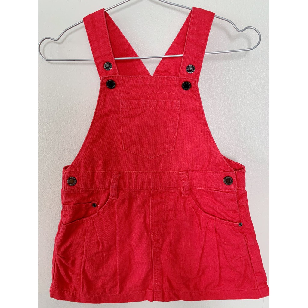 SALE – VÁY YẾM BÉ GÁI – OBAIBI - SIZE 6 THÁNG (67 CM) – ĐỎ SON – 3 LỖ – CỔ VUÔNG - COTTON – BẤM CÚC 