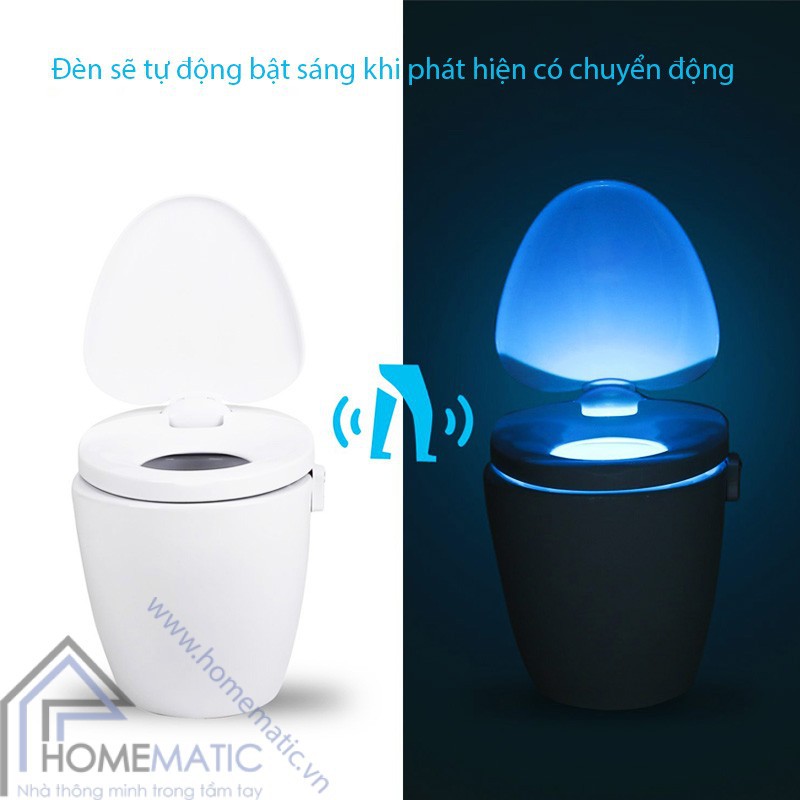 Đèn cảm biến gắn bồn cầu gồm 8 đèn led siêu sáng