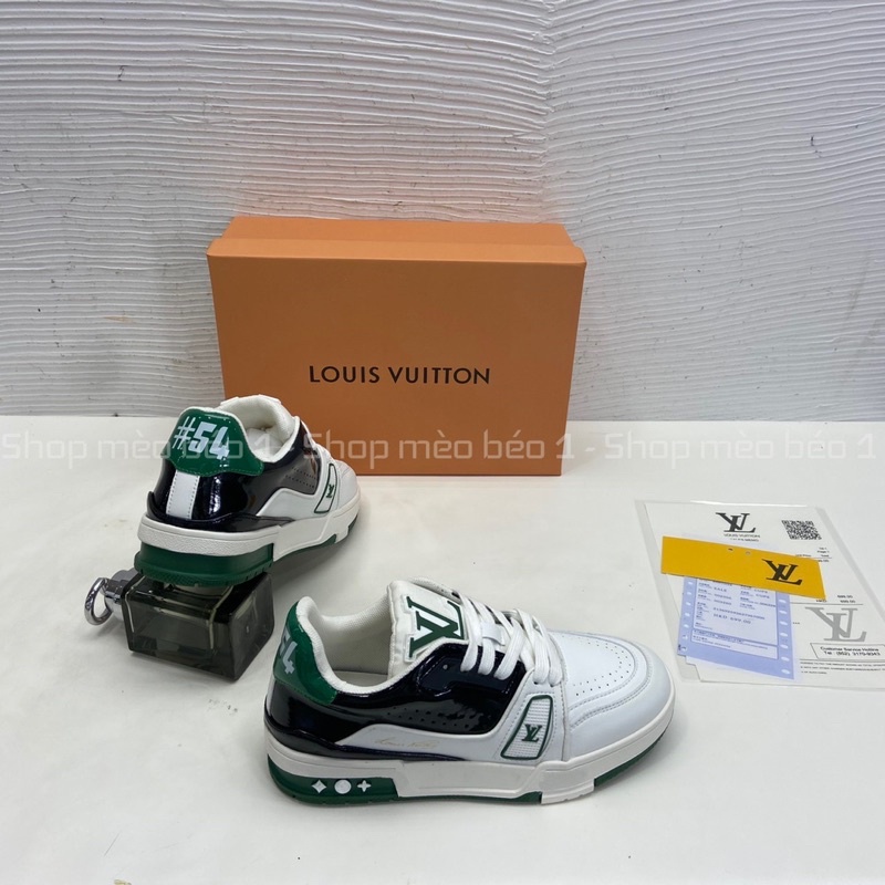 Giày thể thao lv trắng gót pha màu xanh phối đen fullbox