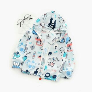Áo chống nắng họa tiết ô tô màu xanh cho bé trai, gái