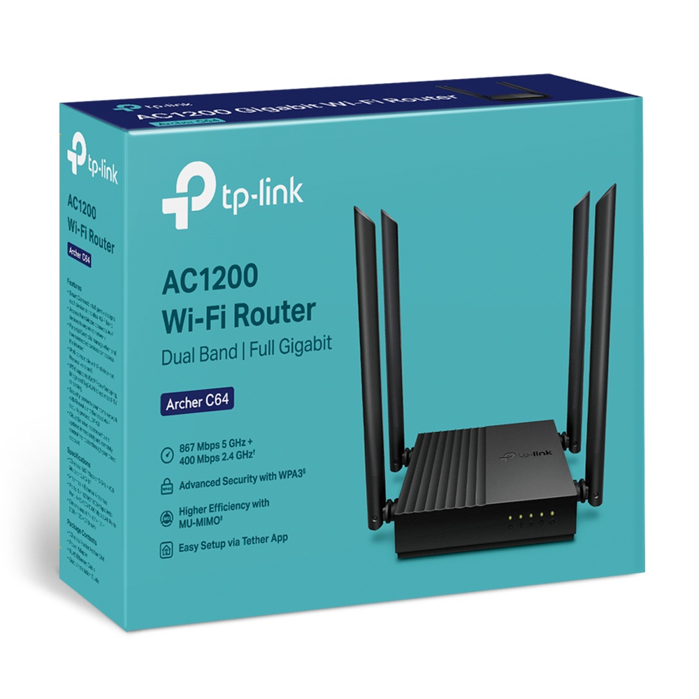 Bộ phát wifi TP-Link Archer C64 MU-MIMO AC1200Mbps (Chính Hãng TP-Link Việt Nam)