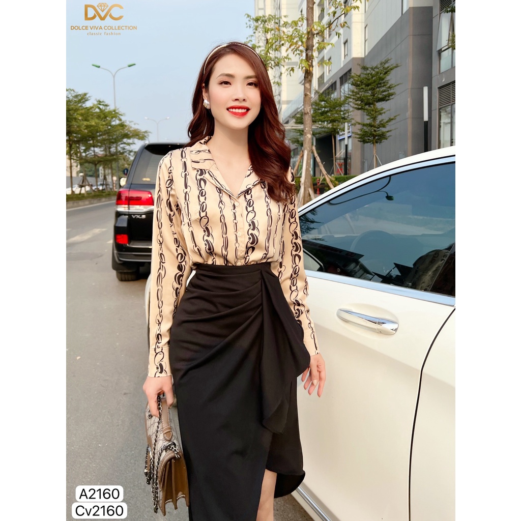 Set áo sơ mi họa tiết chân váy bút chì S2160 thương hiệu DOLCE VIVA COLLECTION