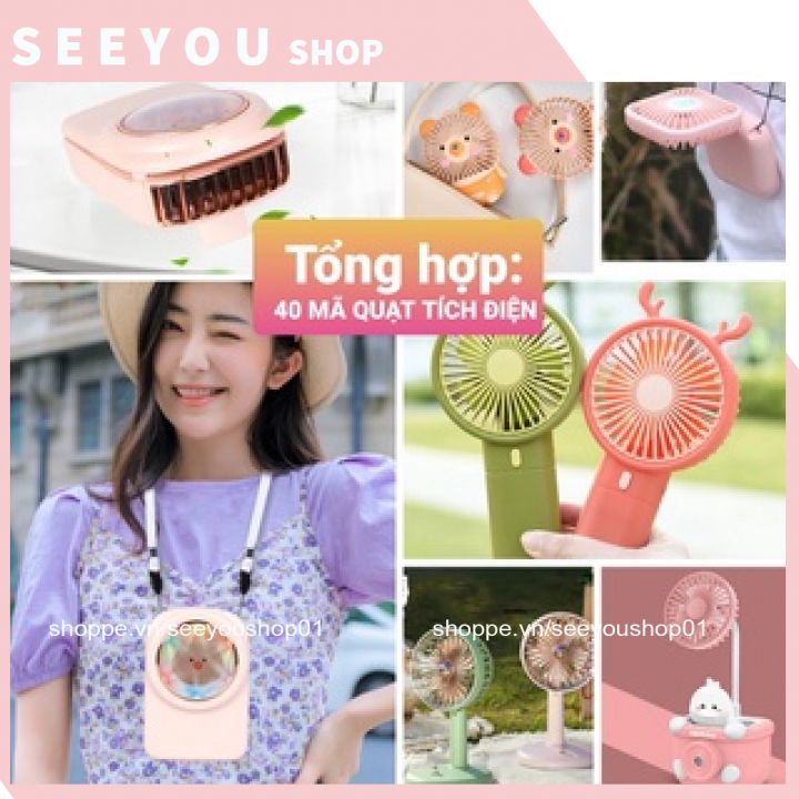 Quạt mini sạc điện usb ( hình khủng long , bơ , heo , hoa cúc , tai gấu thỏ đèn ) siêu mát