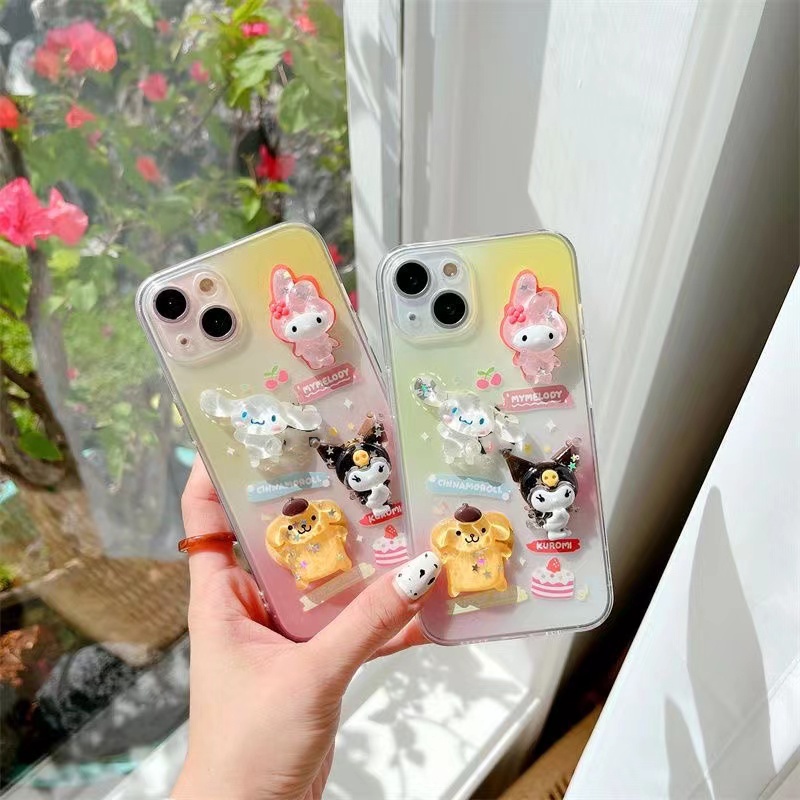 Ốp Điện Thoại Họa Tiết Sanrio 3D Đính Kim Tuyến Lấp Lánh Cho iPhone 13 11 12 Pro XS Max XR X 7 8 Plus SE 2022