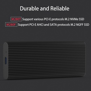 Blueendless Portable Enclosure Support Pcie Nvme/Ngff M.2 M Key/B&M Key Ssd Type C 3.1 Solid Disk Cooling(M280F)