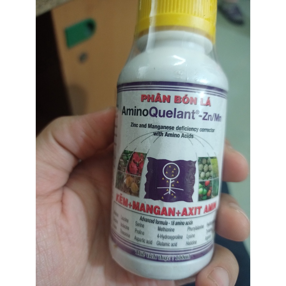 Phân bón vi lượng Kẽm - Mangan nền hữu cơ Amino Quelant Zn-Mn chai 100 ml hàng Mỹ