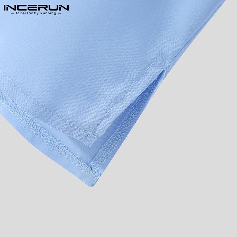 Áo thun Polo INCERUN tay ngắn dáng rộng trẻ trung với 4 màu cá tính dành cho nam