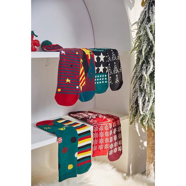 Tất (vớ) Giáng Sinh vớ họa tiết Noel làm quà tặng cực dễ thương chất cotton mềm mại dễ thương xinh đẹp GS-01
