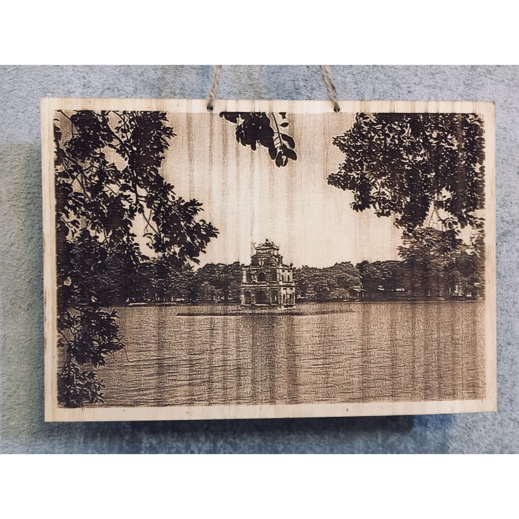 Tranh gỗ  Tháp Rùa – Hồ Gươm