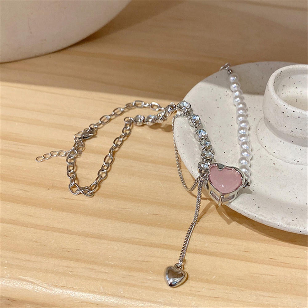 Vòng Cổ Choker Đính Hạt Ngọc Trai Hình Trái Tim Sang Trọng Cho Nữ