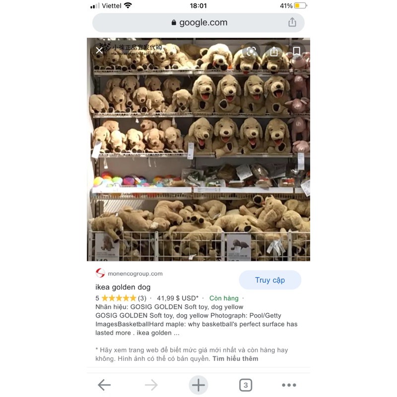 Chó bông IKEA GOSIG LARGE GOLDEN lông siêu mịn cho bé