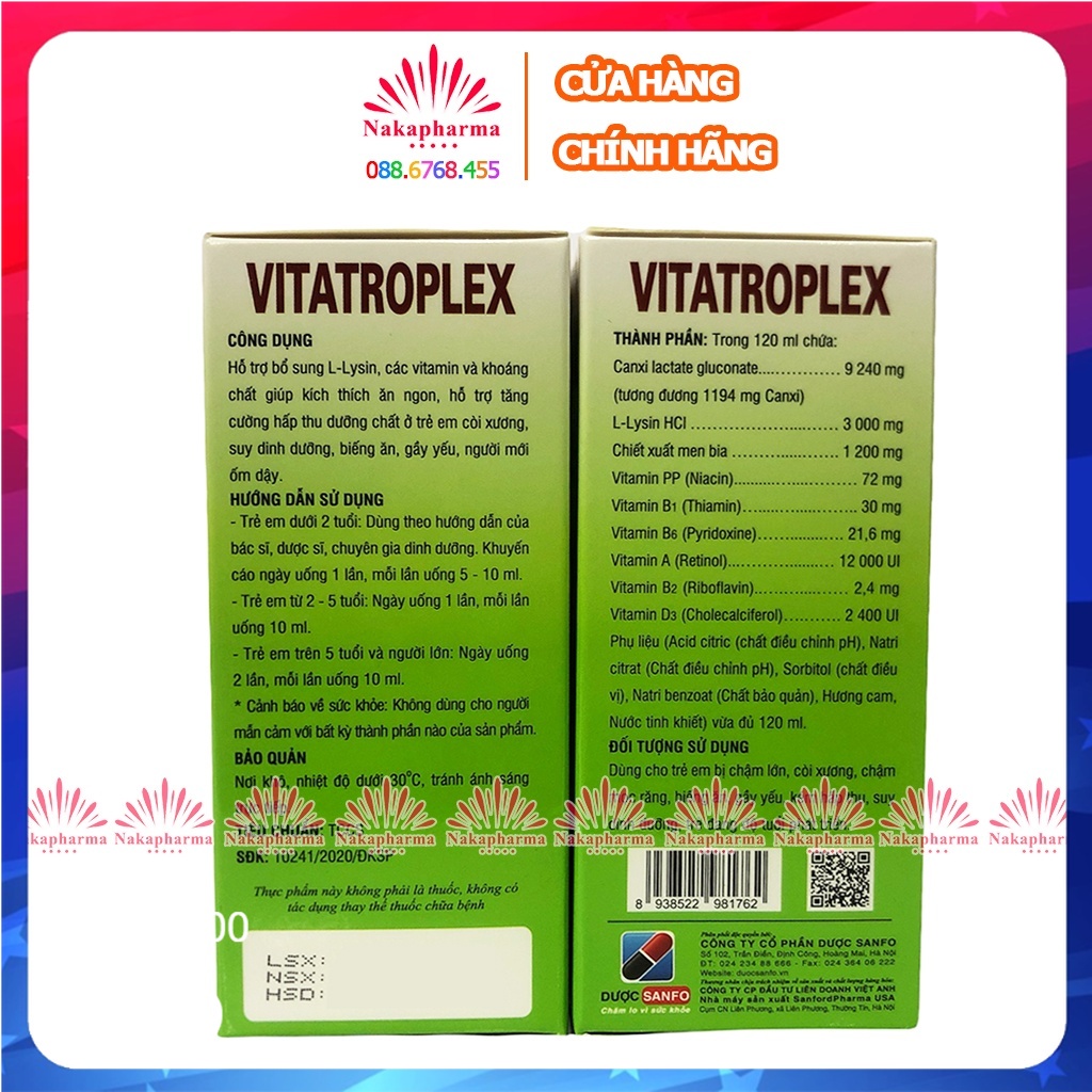 Siro ăn ngon Vitatroplex – Giúp bổ sung lysine, vitamin, ngừa còi xương, chậm lớn, biếng ăn, hấp thu kém - Vita Troplex