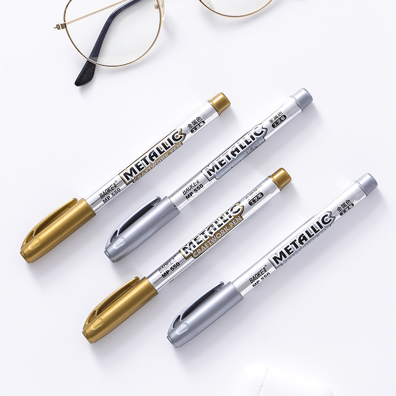 Bút lông nghệ thuật màu mực vàng / bạc ánh kim trang trí sổ tay album DIY