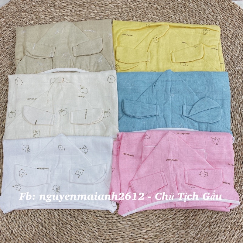 Áo choàng tắm cho bé sợi tre Anminaza, tặng kèm khăn mặt