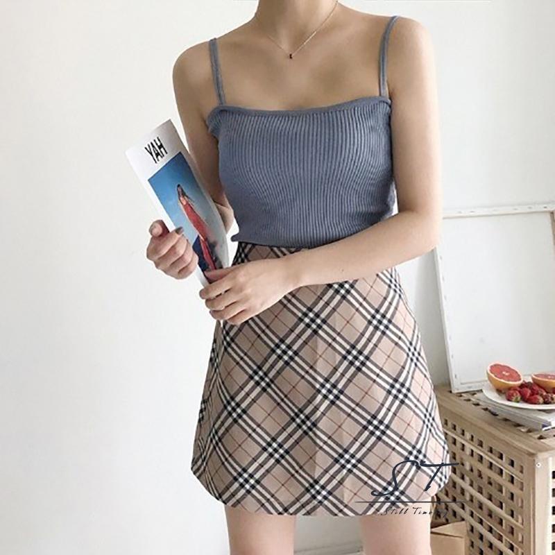 Áo hai dây dệt gân màu trơn sang trọng cho nữ