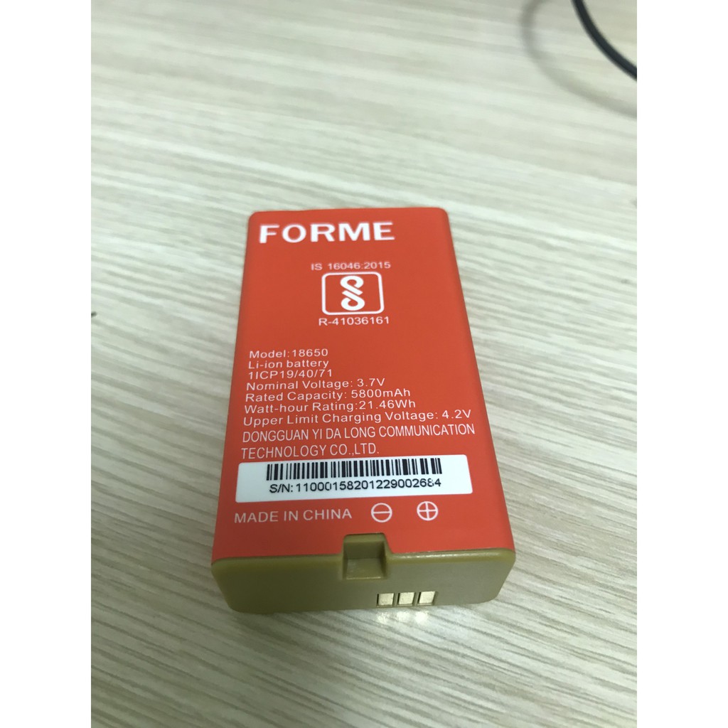 Pin Forme D777, D111 - Model pin: 18650, dung lượng 5800mAh