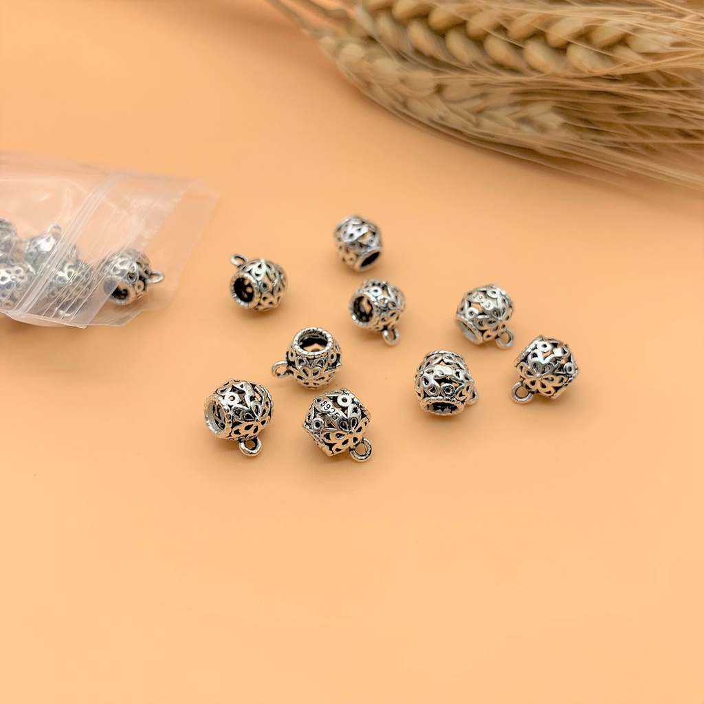 Charm móc treo dạng ống ngắn kiểu lu - Charm Bạc 925 - Mã CA037