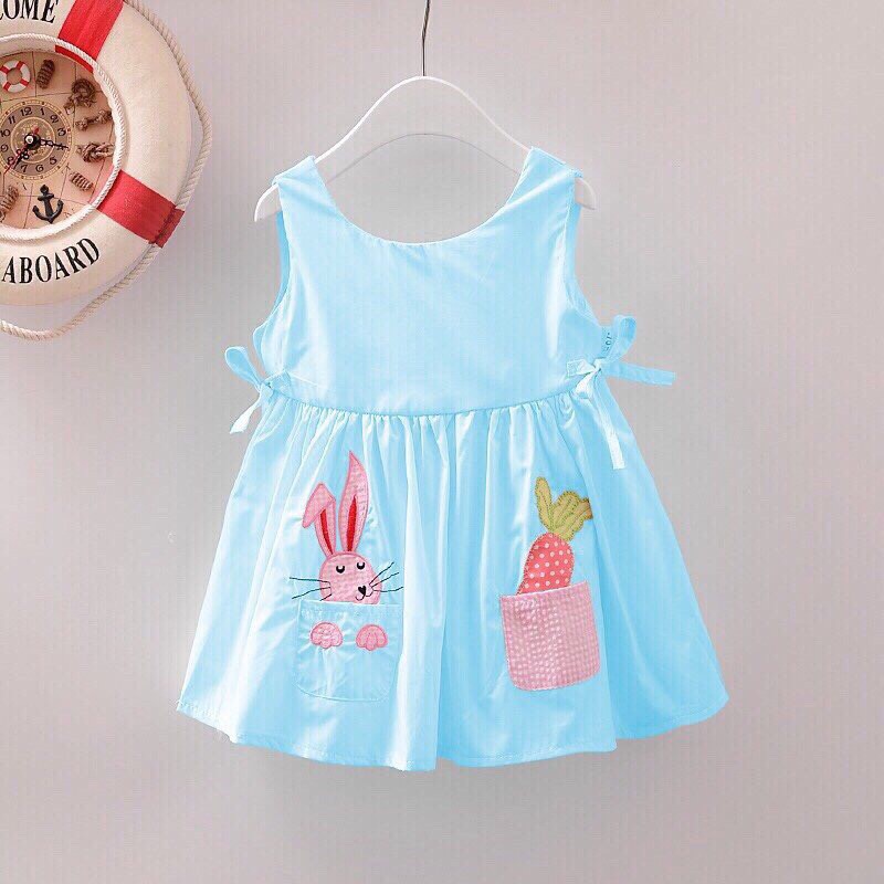 Đầm Kate thêu thỏ cực cute bé gái 2-5 tuổi