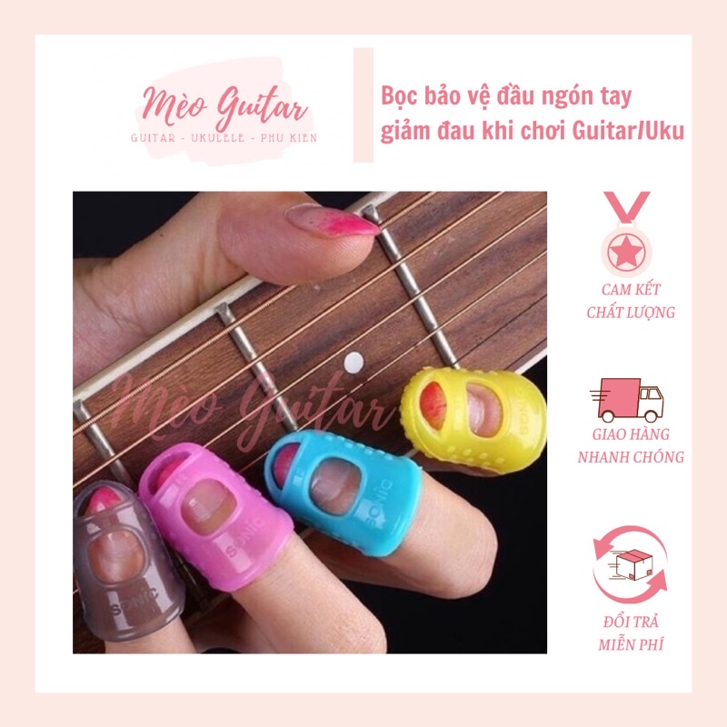 Bộ 4 Bọc ngón bảo vệ tay khi chơi Guitar / Ukulele chất lượng | Bọc bảo vệ đầu ngón tay  Mèo Guitar