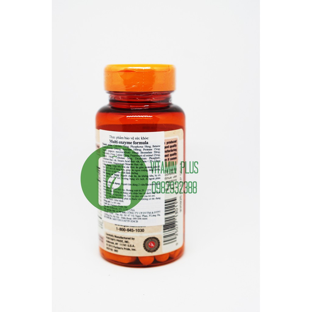 Bộ 2 Viên uống Men tiêu hóa Multi Enzyme Formula 60 viên HSD tháng 12/2019