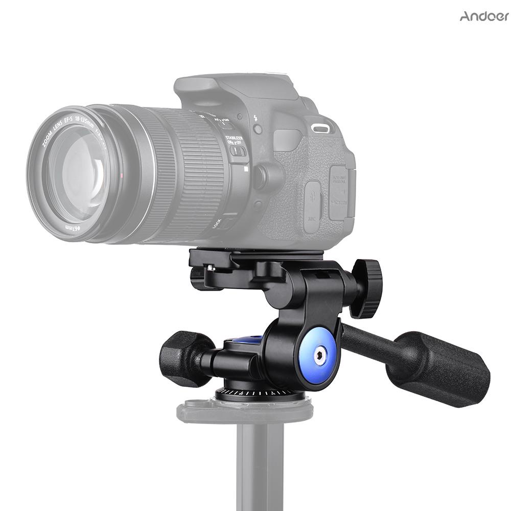 ✧ Andoer A-40 3 Way Camera Video Head Aluminum Alloy 360° Panoramic Photographic Damping Head for Canon Nikon Sony for Tripod Monopod Slider Max. Load 5kg/11Lbs