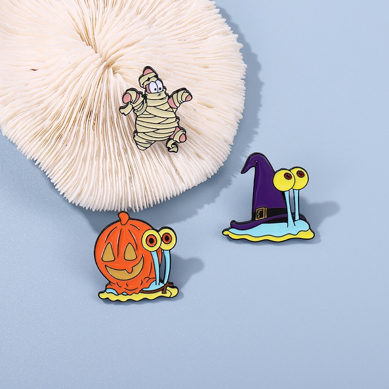 Ghim Cài Áo Hình Ốc Sên / Ngôi Sao / Tráng Men / Bí Ngô Hoạt Hình Sáng Tạo