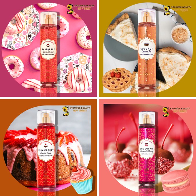 🍰🍩 Xịt Thơm Toàn Thân Bath & Body Works Body Mist - Chocolate Covered Cherry | Coconut Cream Pie | Raspberry Jam Donut | Thế Giới Skin Care