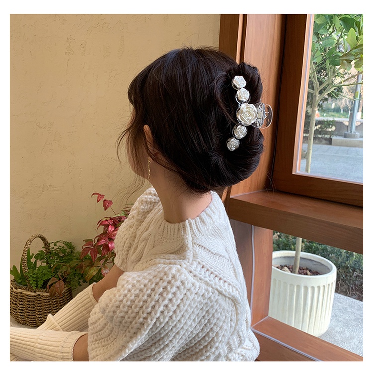Kẹp Tóc Hình Hoa Hồng Trắng Lớn Phong Cách Hàn Quốc Dành Cho Nữ