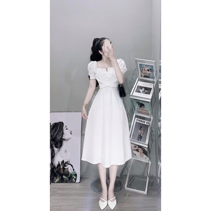 Váy Thô Chéo Ngực Nơ Vai 3 Màu Siêu Xinh Có Ảnh Thật