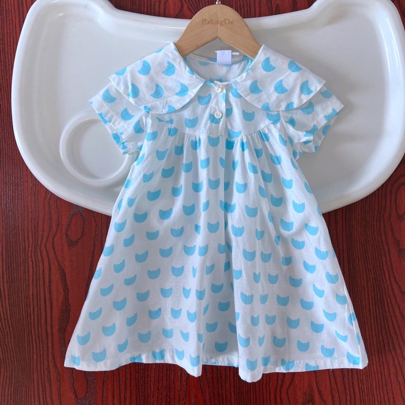 Váy bé gái 1.5-7 tuổiVáy cộc tay giản dị cotton cao cấp xuất dư 0421