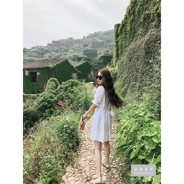 ĐẦM XÒE TRẮNG THẮT NƠ CỔ XINH XẮN, NHẸ NHÀNG THÍCH HỢP DẠO PHỐ, HẸN HÒ ĂN UỐNG