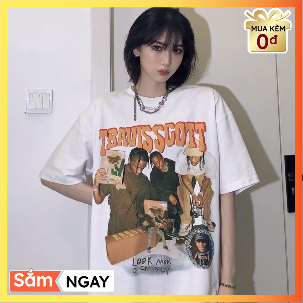 Áo thun nam nữ unisex tay lỡ Traviss Valushopz, áo phông form rộng cổ tròn chất đẹp loại1