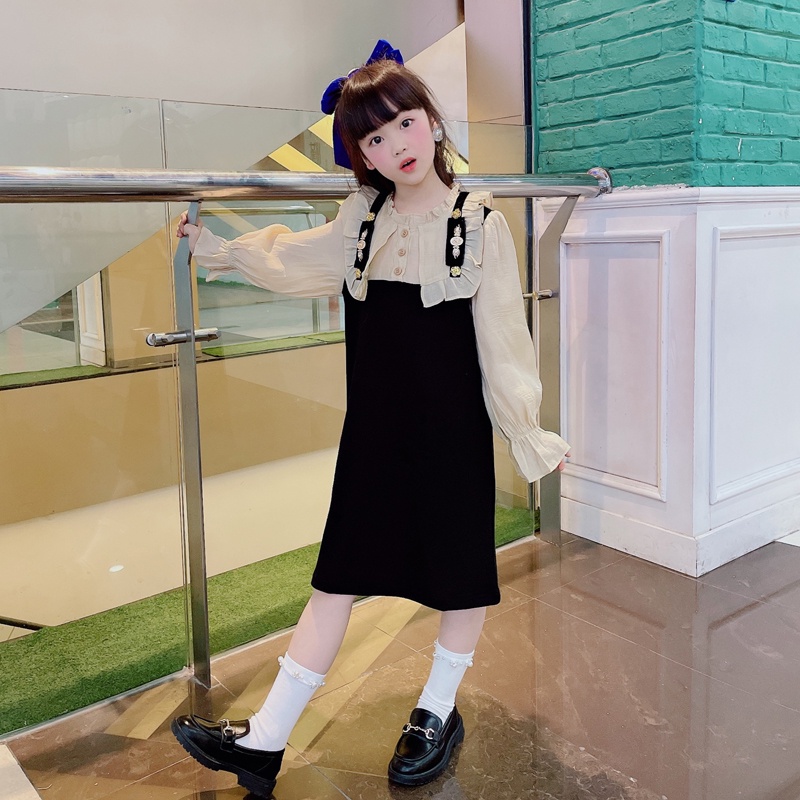 Đầm Tay Loe Cổ Búp Bê Xinh Xắn Dành Cho Bé Gái