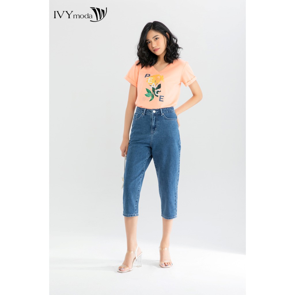 Áo thun nữ cổ V in hình IVY moda MS 57T0024