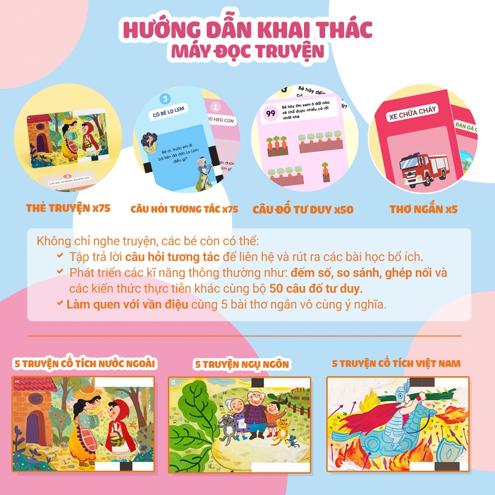 Máy Đọc Truyện Thẻ - Máy Đọc Thẻ Truyện Tranh Phát Triển Tư Duy Đồ Chơi Thông Minh Cho Bé Bảo Hành 12 Tháng