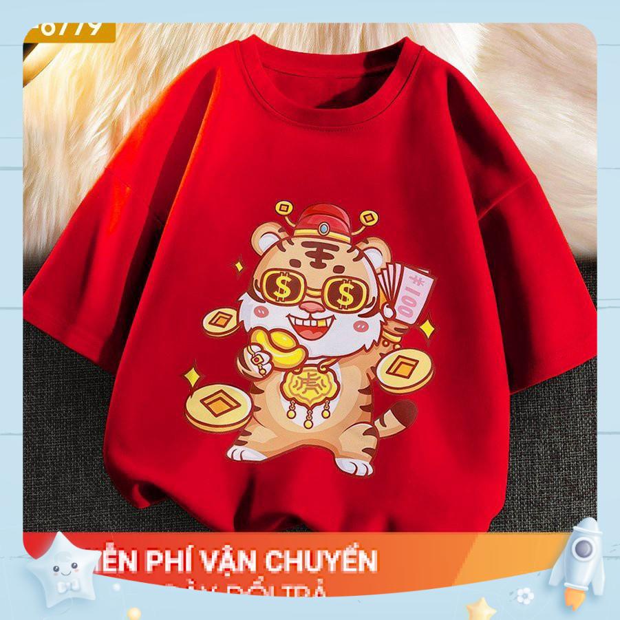 Áo Thun Form Rộng Hình Hổ Béo Thần Tài Tết 2022 Cực Vui Nhộn