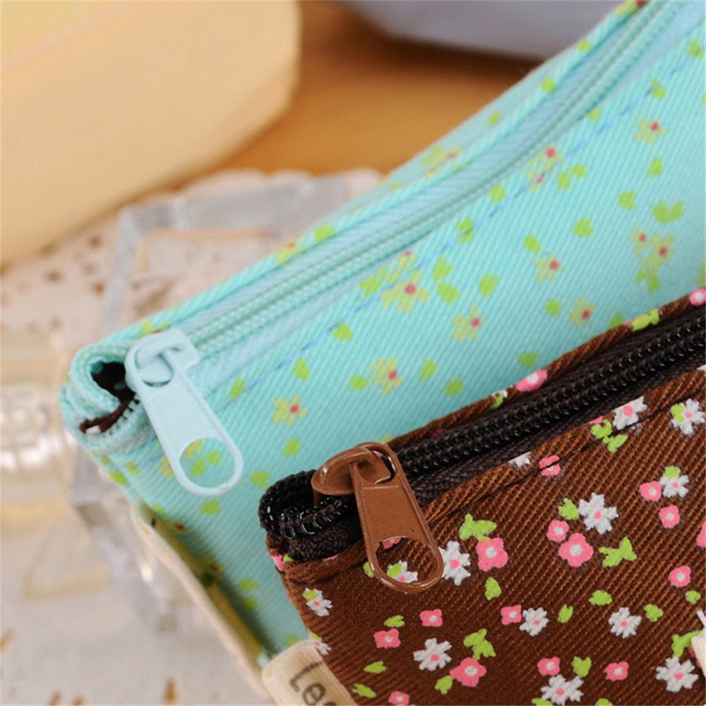 Ví Vải Canvas Mini In Họa Tiết Hoa Có Khóa Kéo Phong Cách Hàn Quốc Mới Cho Nữ
