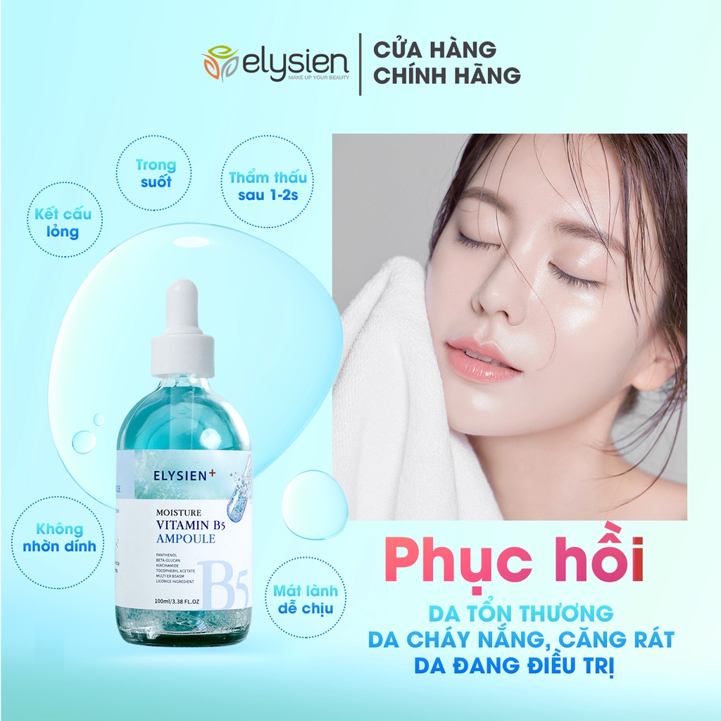 Tinh chất serum dưỡng Moisture Vitamin B5 Ampoule ELYSIEN chính hãng chăm sóc da nhạy cảm phục hồi thương tổn 100ml - B2