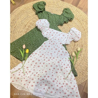 (BigSize) Đầm hoa nhí cut eo cổ vuông tay phồng siêu hot[NHÀ CỦA MÉO STORE]