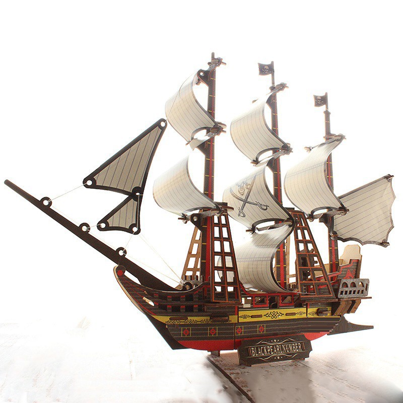 Seri Thuyền Black Pearl Thuyền Cướp biển - Thuyền Salling Ship đỏ… mô hình đồ chơi lắp ráp 3D gỗ