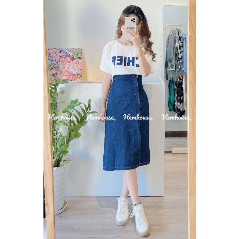 Set áo phông mix chân váy bò siuu xinh