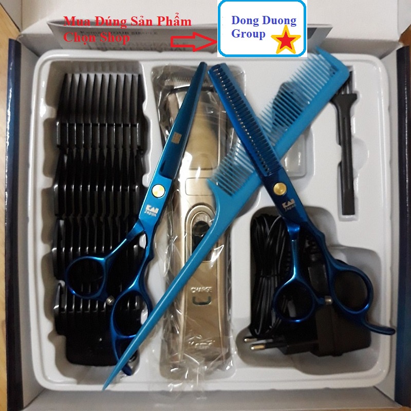 COMBO Bộ kéo cắt tóc nhật bản + Tông đơ cắt tóc trẻ em gia đình salon KM5017