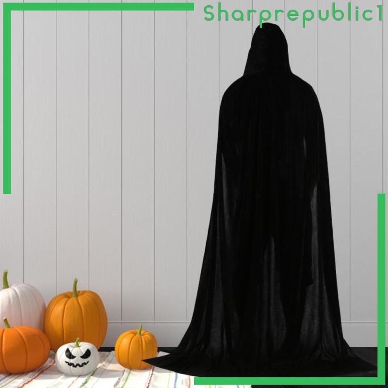 Áo choàng nhung đen dáng dài 150cm có mũ trùm dùng để hóa trang Halloween
 | BigBuy360 - bigbuy360.vn