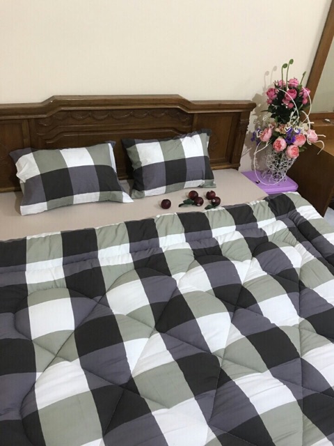 Set ga chun chăn hét cotton đũi kèm áo gối