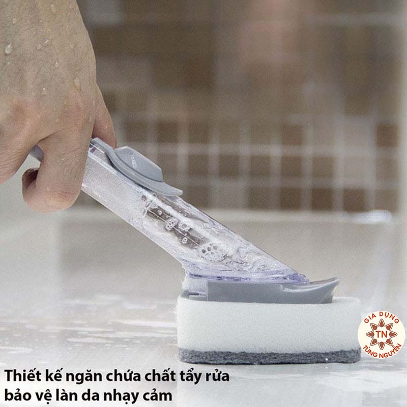 Cọ Chà Rửa Chén Thần Kỳ Kitchen Tools Clean Up Kèm 1 Đầu Mút Mềm [CHỔI CỌ RỬA CHÉN]