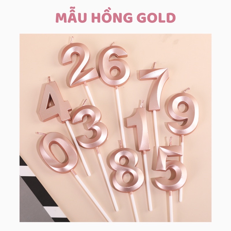 Nến Số Màu Vàng Gold , Màu Bạc , Màu Hồng Gold Trang Trí Bánh Kem - Yori Party