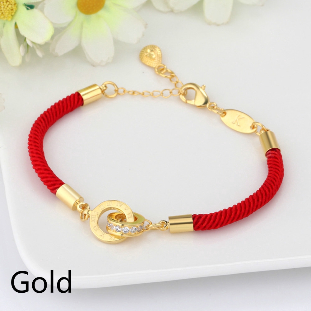 Vòng tay bện dây đỏ may mắn có thể điều chỉnh kích thước