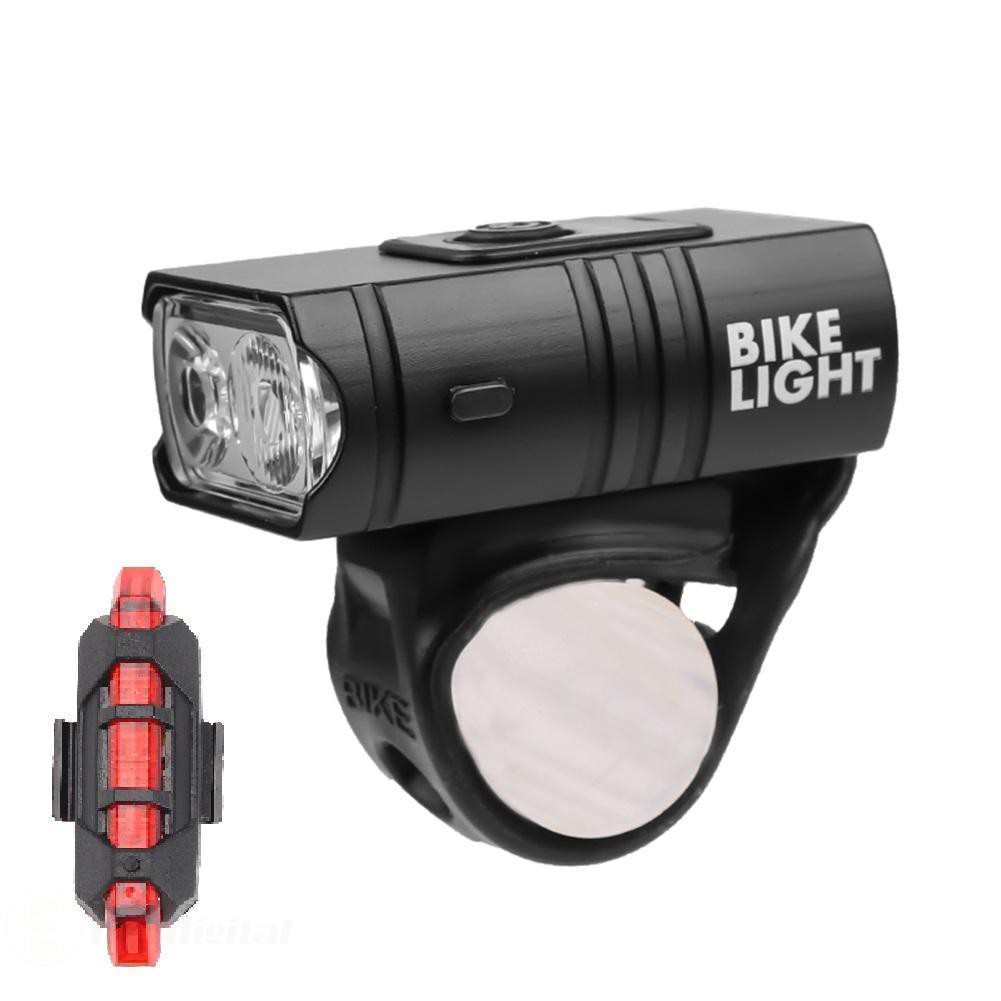 2pcs Waterproof T6 LED MTB Bike Warning Front Headlight + Rear Taillight