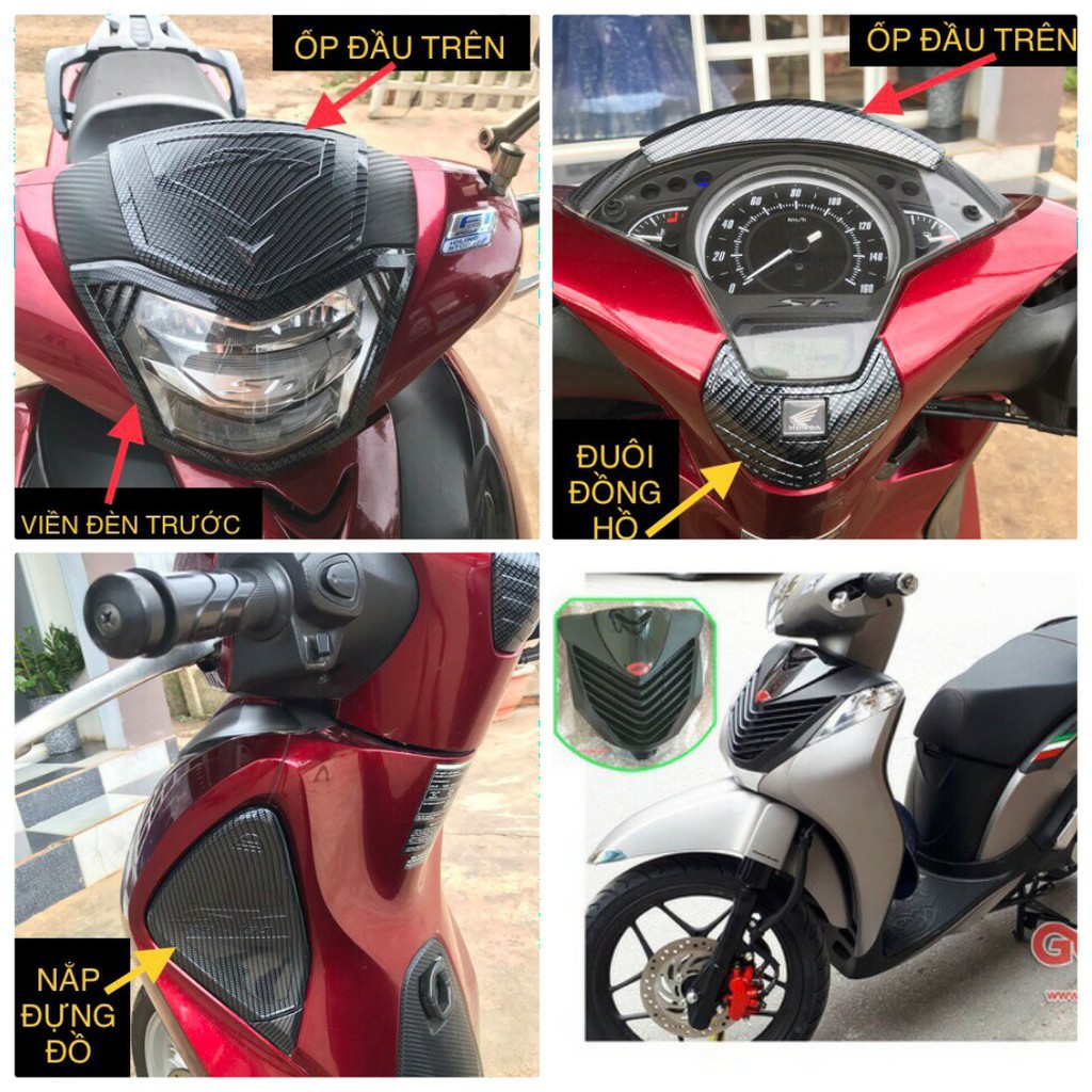 Ốp Hông, Nẹp Sườn SH 2017-2019 Đủ Màu Crom, Carbon, Đen Nhám